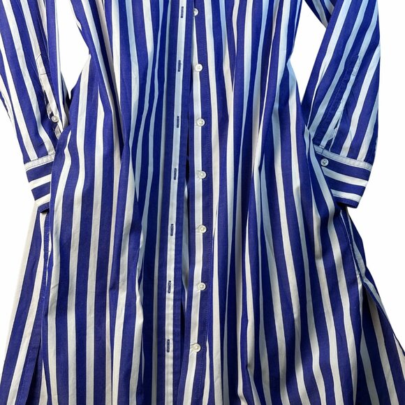 J.Crew Blue White Striped Long-Sleeve Button-Down Shirt Dress XS Preppy Oldmoney - Picture 3 of 13
